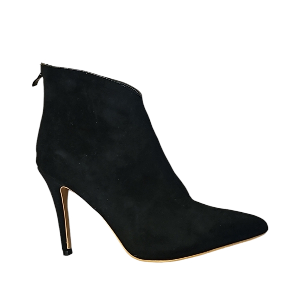 Faux Suede Black‎ Ankle Booties Boots with Zipper Stiletto Heel Sz 7